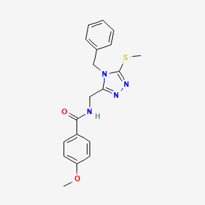 N-((4-benzyl-5-(methylthio)-4H-1,2,4-triazol-3-yl)methyl)-4-methoxybenzamide