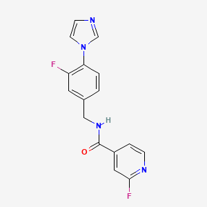 molecular formula C16H12F2N4O B2655886 2-Fluoro-N-[(3-fluoro-4-imidazol-1-ylphenyl)methyl]pyridine-4-carboxamide CAS No. 2224235-43-0