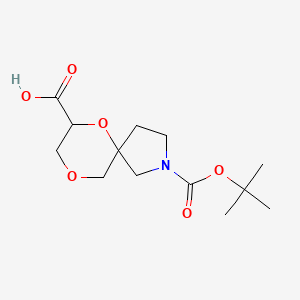molecular formula C13H21NO6 B2655891 2-[(2-Methylpropan-2-yl)oxycarbonyl]-6,9-dioxa-2-azaspiro[4.5]decane-7-carboxylic acid CAS No. 2470437-58-0
