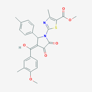 methyl 2-[(3E)-3-[hydroxy(4-methoxy-3-methylphenyl)methylidene]-2-(4-methylphenyl)-4,5-dioxopyrrolidin-1-yl]-4-methyl-1,3-thiazole-5-carboxylate