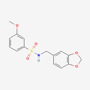 molecular formula C15H15NO5S B2655911 N-(1,3-benzodioxol-5-ylmethyl)-3-methoxybenzenesulfonamide CAS No. 670271-77-9