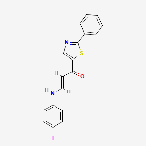 molecular formula C18H13IN2OS B2655929 3-(4-碘苯胺)-1-(2-苯基-1,3-噻唑-5-基)-2-丙烯-1-酮 CAS No. 338414-57-6