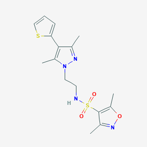 molecular formula C16H20N4O3S2 B2655936 N-(2-(3,5-dimethyl-4-(thiophen-2-yl)-1H-pyrazol-1-yl)ethyl)-3,5-dimethylisoxazole-4-sulfonamide CAS No. 2034356-89-1