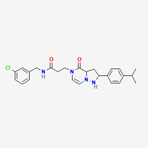 N-[(3-chlorophenyl)methyl]-3-{4-oxo-2-[4-(propan-2-yl)phenyl]-4H,5H-pyrazolo[1,5-a]pyrazin-5-yl}propanamide