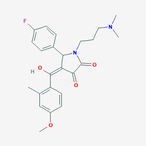 molecular formula C24H27FN2O4 B265594 1-[3-(dimethylamino)propyl]-5-(4-fluorophenyl)-3-hydroxy-4-(4-methoxy-2-methylbenzoyl)-1,5-dihydro-2H-pyrrol-2-one 