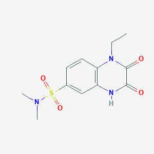 molecular formula C12H15N3O4S B2655942 1-ethyl-N,N-dimethyl-2,3-dioxo-1,2,3,4-tetrahydroquinoxaline-6-sulfonamide CAS No. 875163-22-7