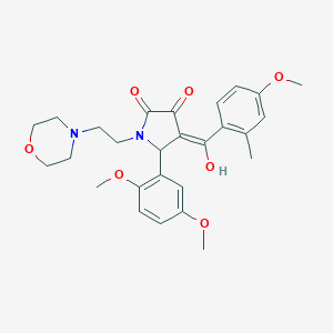 molecular formula C27H32N2O7 B265595 5-(2,5-dimethoxyphenyl)-3-hydroxy-4-(4-methoxy-2-methylbenzoyl)-1-[2-(4-morpholinyl)ethyl]-1,5-dihydro-2H-pyrrol-2-one 
