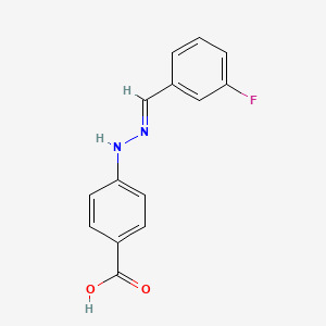molecular formula C14H11FN2O2 B2655951 4-{2-[(3-Fluorophenyl)methylidene]hydrazin-1-yl}benzoic acid CAS No. 325729-60-0