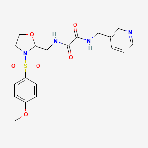 molecular formula C19H22N4O6S B2655957 N1-((3-((4-甲氧基苯基)磺酰基)恶唑烷-2-基)甲基)-N2-(吡啶-3-基甲基)草酰胺 CAS No. 868981-38-8