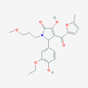 molecular formula C22H25NO7 B265596 5-(3-ethoxy-4-hydroxyphenyl)-3-hydroxy-1-(3-methoxypropyl)-4-(5-methyl-2-furoyl)-1,5-dihydro-2H-pyrrol-2-one 