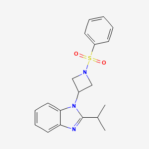 molecular formula C19H21N3O2S B2655961 1-[1-(Benzenesulfonyl)azetidin-3-yl]-2-propan-2-ylbenzimidazole CAS No. 2415570-85-1