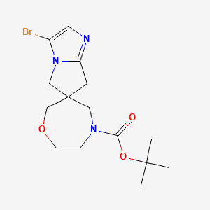 molecular formula C15H22BrN3O3 B2655968 Tert-butyl 3'-bromo-5',7'-dihydrospiro[[1,4]oxazepane-6,6'-pyrrolo[1,2-A]imidazole]-4-carboxylate CAS No. 2177263-33-9