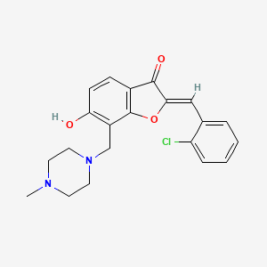 molecular formula C21H21ClN2O3 B2655970 (Z)-2-(2-chlorobenzylidene)-6-hydroxy-7-((4-methylpiperazin-1-yl)methyl)benzofuran-3(2H)-one CAS No. 869078-28-4