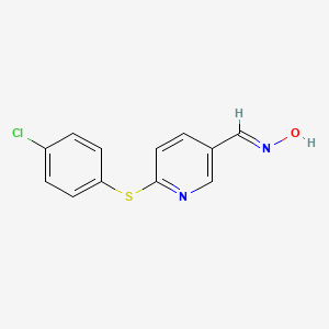 molecular formula C12H9ClN2OS B2655977 6-[(4-Chlorophenyl)sulfanyl]nicotinaldehyde oxime CAS No. 338967-02-5