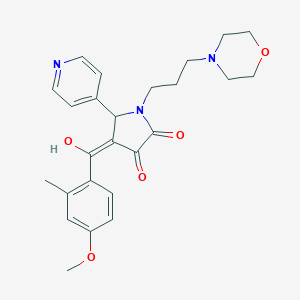 molecular formula C25H29N3O5 B265598 3-hydroxy-4-(4-methoxy-2-methylbenzoyl)-1-[3-(4-morpholinyl)propyl]-5-(4-pyridinyl)-1,5-dihydro-2H-pyrrol-2-one 