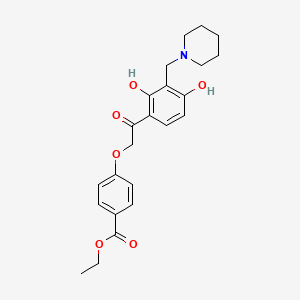 molecular formula C23H27NO6 B2655982 Ethyl 4-{2-[2,4-dihydroxy-3-(piperidylmethyl)phenyl]-2-oxoethoxy}benzoate CAS No. 1021205-96-8