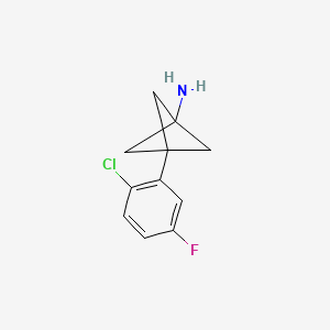 molecular formula C11H11ClFN B2655983 3-(2-Chloro-5-fluorophenyl)bicyclo[1.1.1]pentan-1-amine CAS No. 2287299-02-7