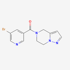 molecular formula C12H11BrN4O B2655985 (5-bromopyridin-3-yl)(6,7-dihydropyrazolo[1,5-a]pyrazin-5(4H)-yl)methanone CAS No. 2034544-73-3