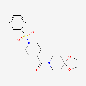 molecular formula C19H26N2O5S B2655993 1,4-Dioxa-8-azaspiro[4.5]dec-8-yl[1-(phenylsulfonyl)-4-piperidinyl]methanone CAS No. 478041-47-3