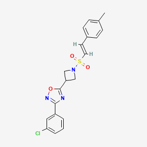molecular formula C20H18ClN3O3S B2655998 (E)-3-(3-chlorophenyl)-5-(1-((4-methylstyryl)sulfonyl)azetidin-3-yl)-1,2,4-oxadiazole CAS No. 1351664-68-0