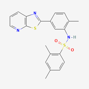 molecular formula C21H19N3O2S2 B2655999 2,4-dimethyl-N-(2-methyl-5-(thiazolo[5,4-b]pyridin-2-yl)phenyl)benzenesulfonamide CAS No. 896679-56-4