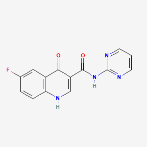 molecular formula C14H9FN4O2 B2656020 6-氟-4-羟基-N-(嘧啶-2-基)喹啉-3-甲酰胺 CAS No. 950248-16-5