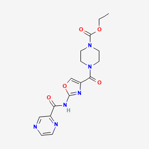 Ethyl 4-(2-(pyrazine-2-carboxamido)oxazole-4-carbonyl)piperazine-1-carboxylate
