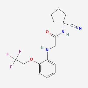 molecular formula C16H18F3N3O2 B2656029 N-(1-cyanocyclopentyl)-2-{[2-(2,2,2-trifluoroethoxy)phenyl]amino}acetamide CAS No. 1210806-63-5