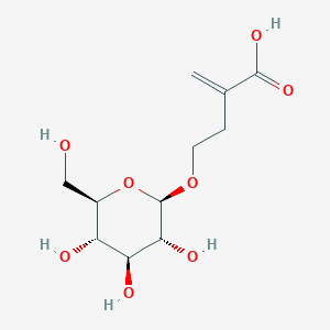 molecular formula C11H18O8 B2656036 2-methylidene-4-[(2R,3R,4S,5S,6R)-3,4,5-trihydroxy-6-(hydroxymethyl)oxan-2-yl]oxybutanoic acid CAS No. 479677-95-7