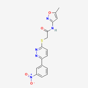 molecular formula C16H13N5O4S B2656048 N-(5-methylisoxazol-3-yl)-2-((6-(3-nitrophenyl)pyridazin-3-yl)thio)acetamide CAS No. 893998-78-2