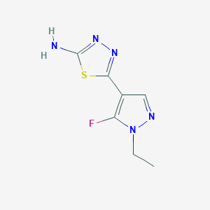molecular formula C7H8FN5S B2656054 5-(1-Ethyl-5-fluoropyrazol-4-yl)-1,3,4-thiadiazol-2-amine CAS No. 1946818-09-2