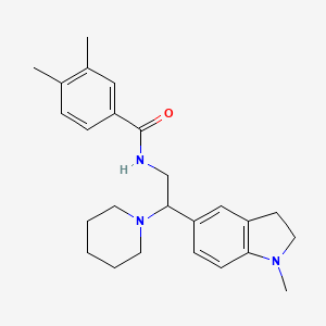 molecular formula C25H33N3O B2656058 3,4-dimethyl-N-(2-(1-methylindolin-5-yl)-2-(piperidin-1-yl)ethyl)benzamide CAS No. 922069-29-2