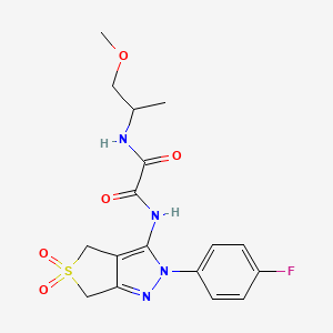 molecular formula C17H19FN4O5S B2656066 N1-(2-(4-fluorophenyl)-5,5-dioxido-4,6-dihydro-2H-thieno[3,4-c]pyrazol-3-yl)-N2-(1-methoxypropan-2-yl)oxalamide CAS No. 899961-84-3