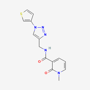 molecular formula C14H13N5O2S B2656086 1-methyl-2-oxo-N-((1-(thiophen-3-yl)-1H-1,2,3-triazol-4-yl)methyl)-1,2-dihydropyridine-3-carboxamide CAS No. 2034312-07-5