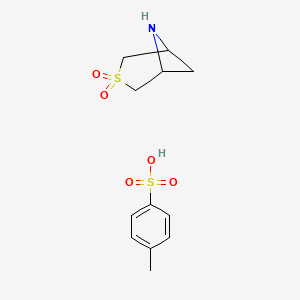 molecular formula C12H17NO5S2 B2656090 3-硫杂-6-氮杂双环[3.1.1]庚烷 3,3-二氧化物 4-甲苯磺酸盐 CAS No. 1520084-22-3