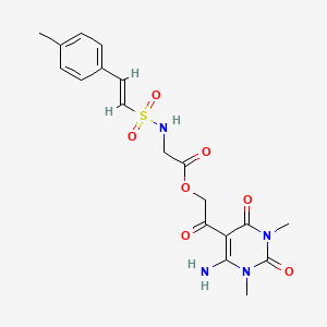 molecular formula C19H22N4O7S B2656096 [2-(4-amino-1,3-dimethyl-2,6-dioxopyrimidin-5-yl)-2-oxoethyl] 2-[[(E)-2-(4-methylphenyl)ethenyl]sulfonylamino]acetate CAS No. 931012-31-6