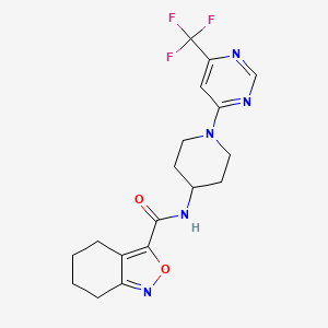 molecular formula C18H20F3N5O2 B2656097 N-{1-[6-(trifluoromethyl)pyrimidin-4-yl]piperidin-4-yl}-4,5,6,7-tetrahydro-2,1-benzoxazole-3-carboxamide CAS No. 2097890-12-3
