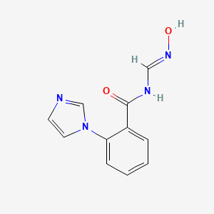 molecular formula C11H10N4O2 B2656101 N-[(hydroxyimino)methyl]-2-(1H-imidazol-1-yl)benzenecarboxamide CAS No. 477850-41-2