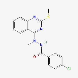 molecular formula C17H15ClN4OS B2656115 4-氯-N'-甲基-N'-[2-(甲硫基)-4-喹唑啉基]苯甲酰肼 CAS No. 341968-18-1