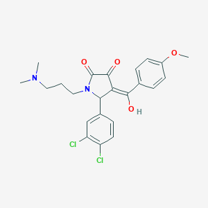 molecular formula C23H24Cl2N2O4 B265613 (4E)-5-(3,4-dichlorophenyl)-1-[3-(dimethylamino)propyl]-4-[hydroxy(4-methoxyphenyl)methylidene]pyrrolidine-2,3-dione 