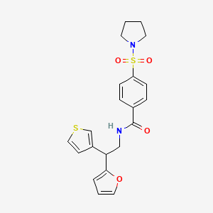 molecular formula C21H22N2O4S2 B2656133 N-[2-(Furan-2-yl)-2-thiophen-3-ylethyl]-4-pyrrolidin-1-ylsulfonylbenzamide CAS No. 2415472-22-7