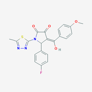 molecular formula C21H16FN3O4S B265614 5-(4-fluorophenyl)-3-hydroxy-4-(4-methoxybenzoyl)-1-(5-methyl-1,3,4-thiadiazol-2-yl)-1,5-dihydro-2H-pyrrol-2-one 