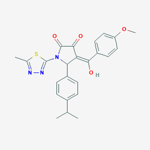 molecular formula C24H23N3O4S B265615 3-hydroxy-5-(4-isopropylphenyl)-4-(4-methoxybenzoyl)-1-(5-methyl-1,3,4-thiadiazol-2-yl)-1,5-dihydro-2H-pyrrol-2-one 