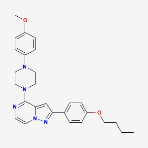 molecular formula C27H31N5O2 B2656150 2-(4-Butoxyphenyl)-4-(4-(4-methoxyphenyl)piperazin-1-yl)pyrazolo[1,5-a]pyrazine CAS No. 1111317-94-2