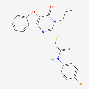 molecular formula C21H18BrN3O3S B2656156 N-(4-溴苯基)-2-[(4-氧代-3-丙基-3,4-二氢[1]苯并呋喃[3,2-d]嘧啶-2-基)硫代]乙酰胺 CAS No. 900003-72-7