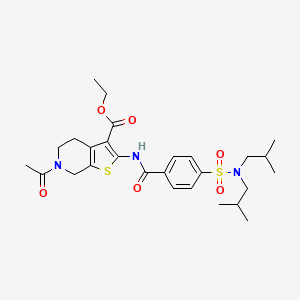 molecular formula C27H37N3O6S2 B2656158 6-乙酰基-2-(4-(N,N-二异丁基磺酰胺)苯甲酰氨基)-4,5,6,7-四氢噻吩并[2,3-c]吡啶-3-羧酸乙酯 CAS No. 449769-35-1