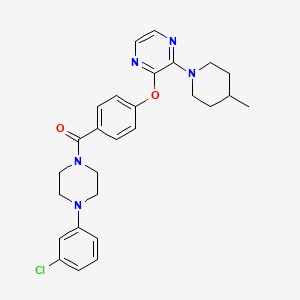 molecular formula C27H30ClN5O2 B2656176 N-(3-methylbutyl)-1-[4-(propionylamino)benzoyl]piperidine-3-carboxamide CAS No. 1216519-92-4