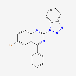 molecular formula C20H12BrN5 B2656180 2-(Benzotriazol-1-yl)-6-bromo-4-phenylquinazoline CAS No. 327039-09-8