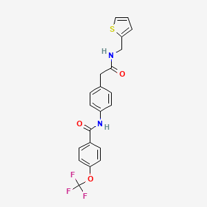 molecular formula C21H17F3N2O3S B2656189 N-(4-(2-氧代-2-((噻吩-2-基甲基)氨基)乙基)苯基)-4-(三氟甲氧基)苯甲酰胺 CAS No. 1396766-71-4
