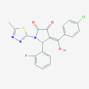 molecular formula C20H13ClFN3O3S B265619 4-(4-chlorobenzoyl)-5-(2-fluorophenyl)-3-hydroxy-1-(5-methyl-1,3,4-thiadiazol-2-yl)-1,5-dihydro-2H-pyrrol-2-one 
